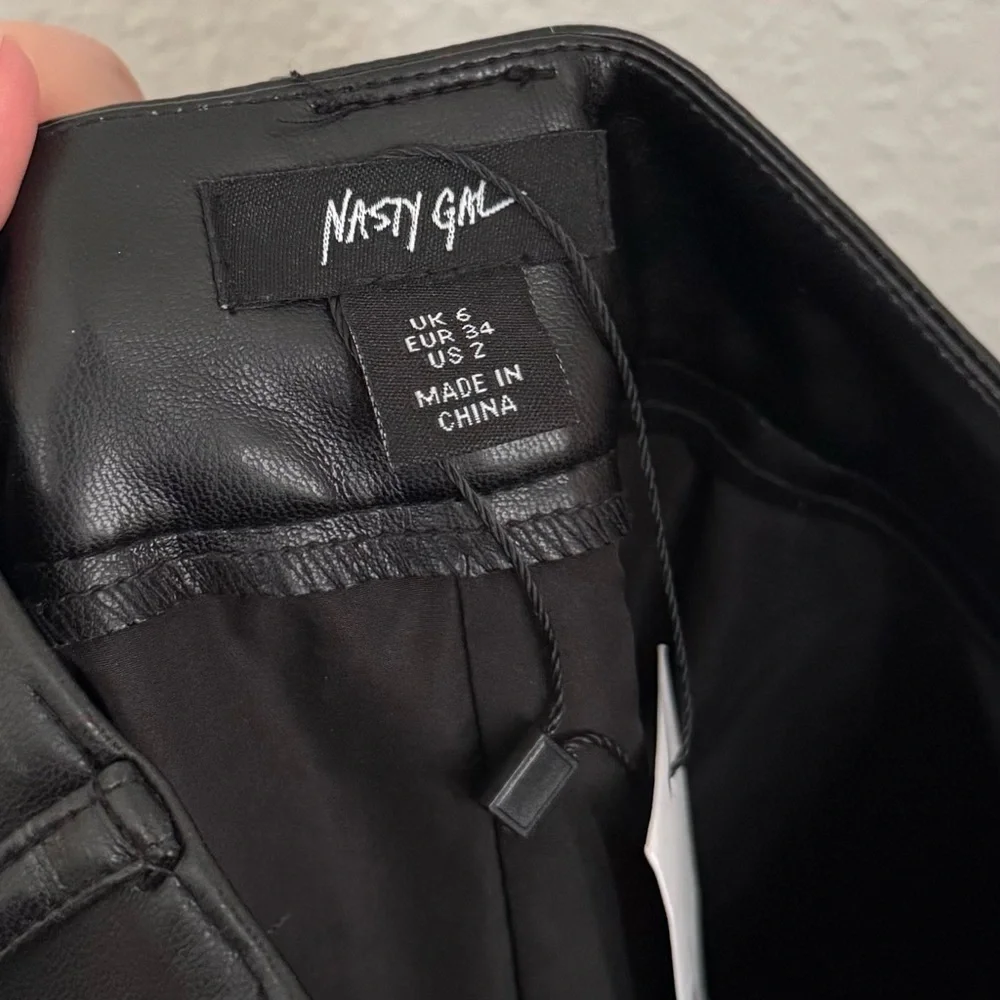 Nasty Gal Faux Leather Bonded Tailored Mid Rise Maxi Skirt in Black Size 2 NEW